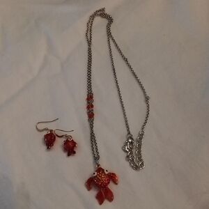 Brighton Goldfish Pendant Necklace and Earring Set Sooo Cute